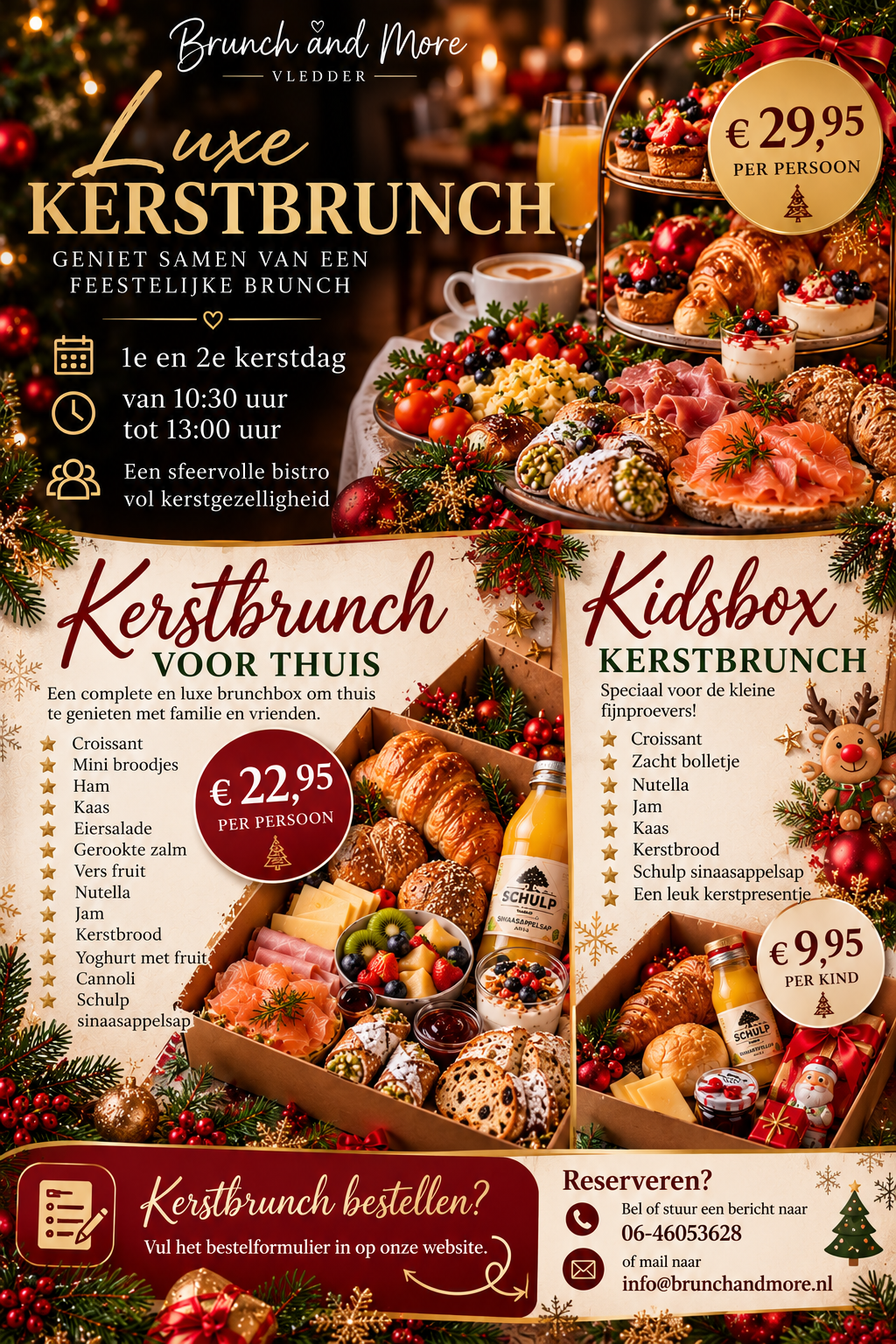 Poster luxe kerstbrunch bij Brunch and More